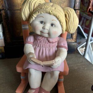 Rare Vintage figurine Girl & Boy sitting on a rocking chair home decor collectib